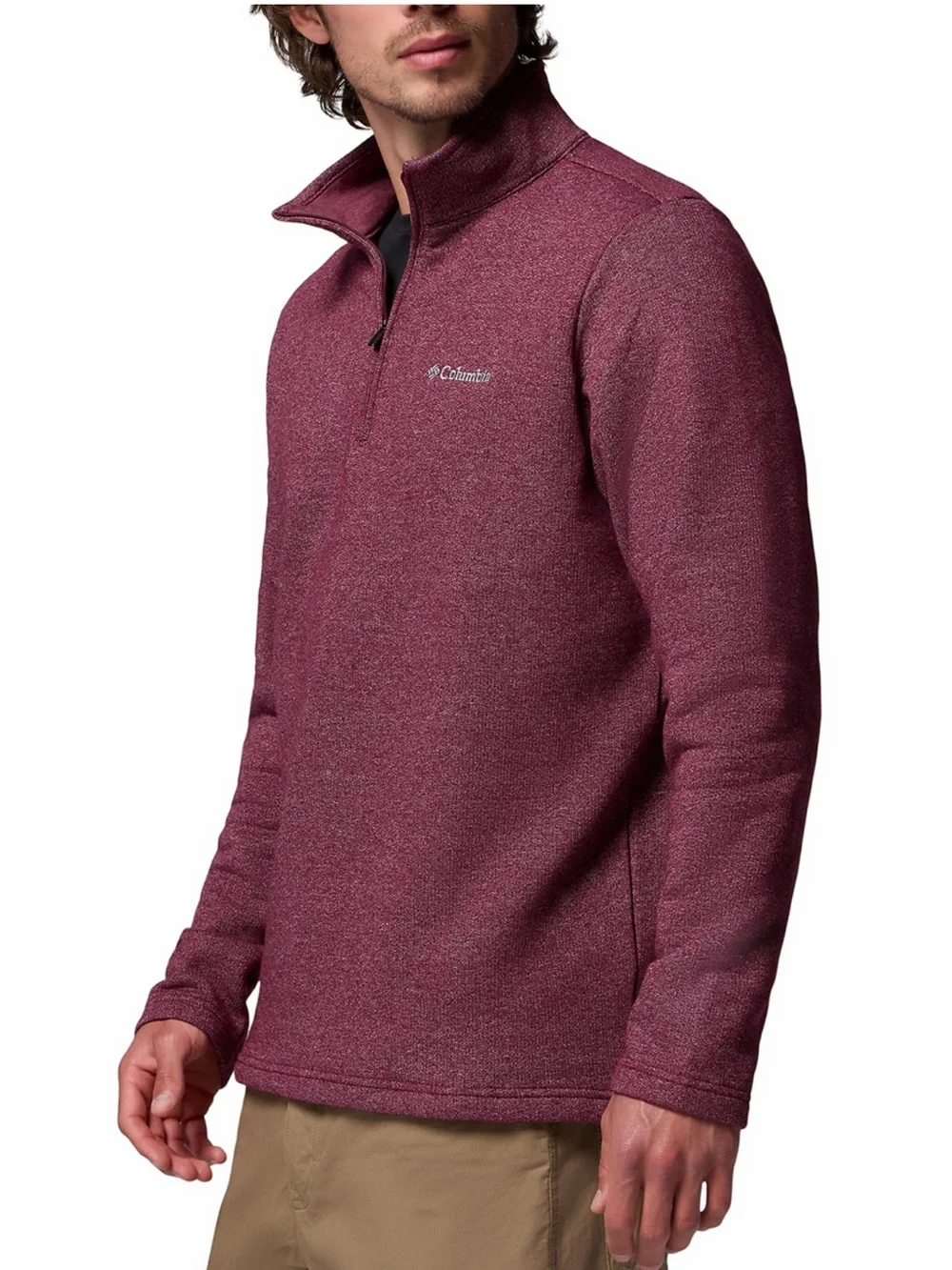 Columbia Great Hart Mountain III Half Zip in Rich Wine Heather color size XXL